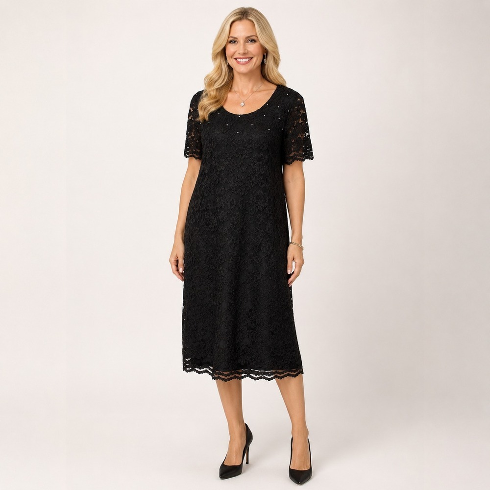 Liz Claiborne Black Lace Sheath Dress Whimsigoth Elegant‎ Fairy Luxe Event Sz 16